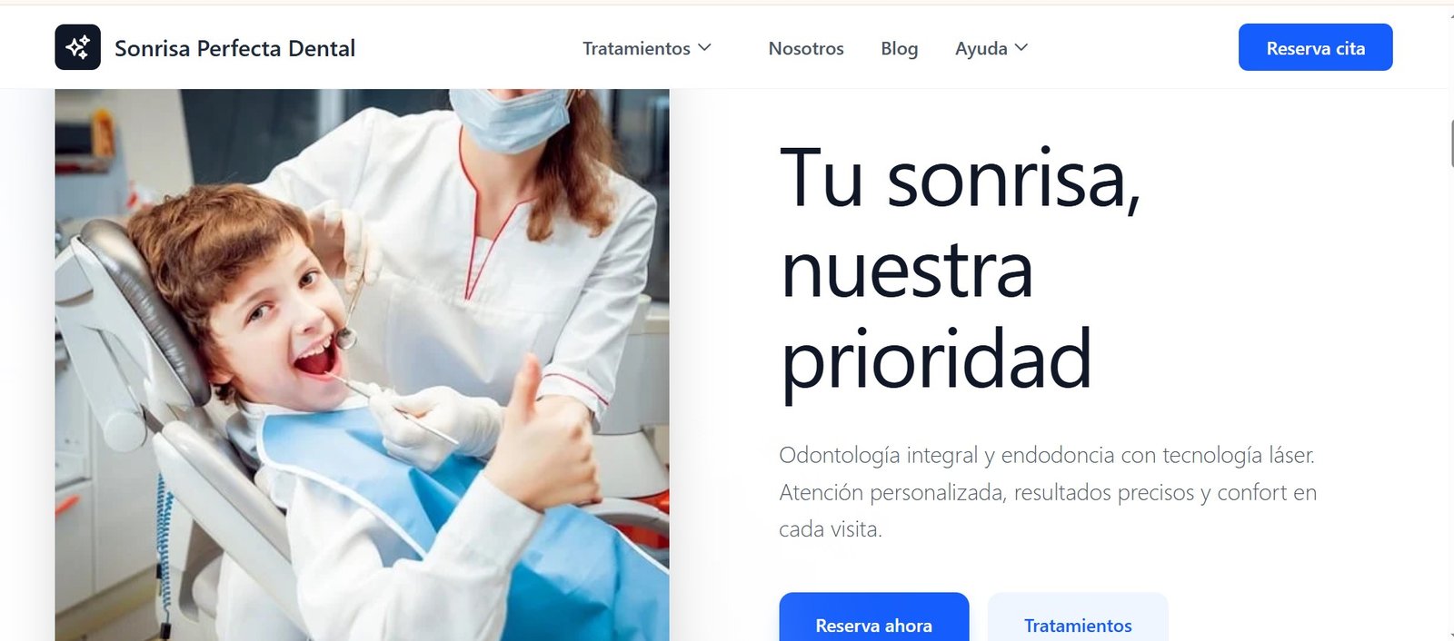 Página web para servicios dentales creada por RexCoreSolutions